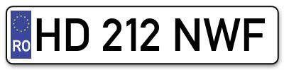 Placuta inmatriculare numar auto  HD-212-NWF, HD 212 NWF, HD212NWF