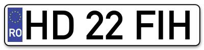 Placuta inmatriculare numar auto  HD-22-FIH, HD 22 FIH, HD22FIH