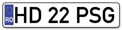 Placuta inmatriculare numar auto  HD-22-PSG, HD 22 PSG, HD22PSG