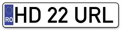 Placuta inmatriculare numar auto  HD-22-URL, HD 22 URL, HD22URL