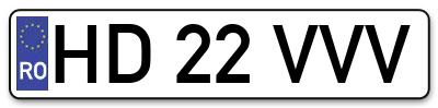 Placuta inmatriculare numar auto  HD-22-VVV, HD 22 VVV, HD22VVV