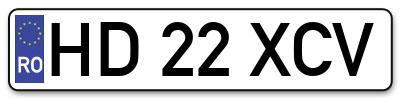 Placuta inmatriculare numar auto  HD-22-XCV, HD 22 XCV, HD22XCV