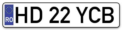 Placuta inmatriculare numar auto  HD-22-YCB, HD 22 YCB, HD22YCB