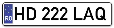 Placuta inmatriculare numar auto  HD-222-LAQ, HD 222 LAQ, HD222LAQ