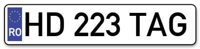 Placuta inmatriculare numar auto  HD-223-TAG, HD 223 TAG, HD223TAG