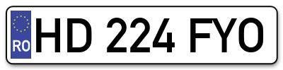 Placuta inmatriculare numar auto  HD-224-FYO, HD 224 FYO, HD224FYO