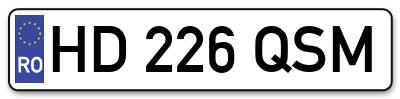 Placuta inmatriculare numar auto  HD-226-QSM, HD 226 QSM, HD226QSM