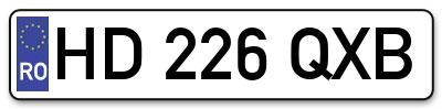 Placuta inmatriculare numar auto  HD-226-QXB, HD 226 QXB, HD226QXB