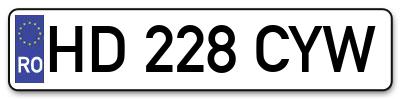 Placuta inmatriculare numar auto  HD-228-CYW, HD 228 CYW, HD228CYW
