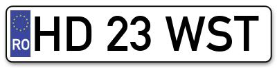 Placuta inmatriculare numar auto  HD-23-WST, HD 23 WST, HD23WST