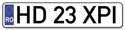 Placuta inmatriculare numar auto  HD-23-XPI, HD 23 XPI, HD23XPI