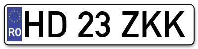 Placuta inmatriculare numar auto  HD-23-ZKK, HD 23 ZKK, HD23ZKK