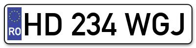 Placuta inmatriculare numar auto  HD-234-WGJ, HD 234 WGJ, HD234WGJ