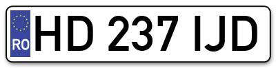 Placuta inmatriculare numar auto  HD-237-IJD, HD 237 IJD, HD237IJD