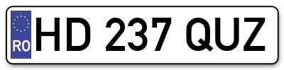 Placuta inmatriculare numar auto  HD-237-QUZ, HD 237 QUZ, HD237QUZ