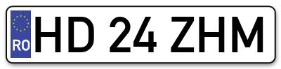 Placuta inmatriculare numar auto  HD-24-ZHM, HD 24 ZHM, HD24ZHM
