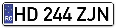 Placuta inmatriculare numar auto  HD-244-ZJN, HD 244 ZJN, HD244ZJN