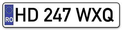 Placuta inmatriculare numar auto  HD-247-WXQ, HD 247 WXQ, HD247WXQ