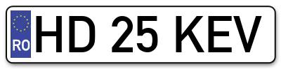 Placuta inmatriculare numar auto  HD-25-KEV, HD 25 KEV, HD25KEV