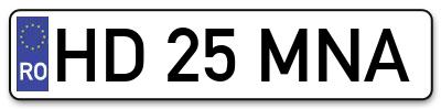 Placuta inmatriculare numar auto  HD-25-MNA, HD 25 MNA, HD25MNA