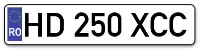 Placuta inmatriculare numar auto  HD-250-XCC, HD 250 XCC, HD250XCC