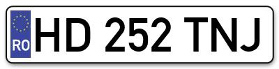 Placuta inmatriculare numar auto  HD-252-TNJ, HD 252 TNJ, HD252TNJ
