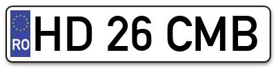Placuta inmatriculare numar auto  HD-26-CMB, HD 26 CMB, HD26CMB