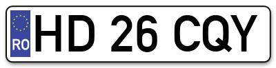Placuta inmatriculare numar auto  HD-26-CQY, HD 26 CQY, HD26CQY