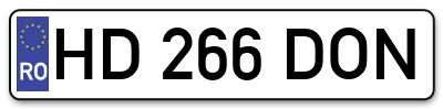 Placuta inmatriculare numar auto  HD-266-DON, HD 266 DON, HD266DON