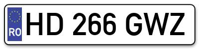 Placuta inmatriculare numar auto  HD-266-GWZ, HD 266 GWZ, HD266GWZ