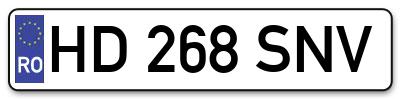 Placuta inmatriculare numar auto  HD-268-SNV, HD 268 SNV, HD268SNV