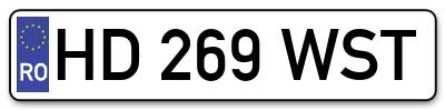 Placuta inmatriculare numar auto  HD-269-WST, HD 269 WST, HD269WST