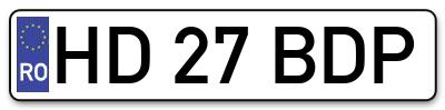 Placuta inmatriculare numar auto  HD-27-BDP, HD 27 BDP, HD27BDP