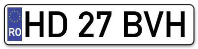 Placuta inmatriculare numar auto  HD-27-BVH, HD 27 BVH, HD27BVH