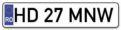 Placuta inmatriculare numar auto  HD-27-MNW, HD 27 MNW, HD27MNW