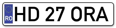 Placuta inmatriculare numar auto  HD-27-ORA, HD 27 ORA, HD27ORA