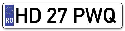 Placuta inmatriculare numar auto  HD-27-PWQ, HD 27 PWQ, HD27PWQ