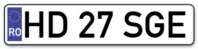 Placuta inmatriculare numar auto  HD-27-SGE, HD 27 SGE, HD27SGE