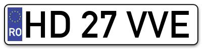 Placuta inmatriculare numar auto  HD-27-VVE, HD 27 VVE, HD27VVE