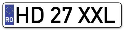 Placuta inmatriculare numar auto  HD-27-XXL, HD 27 XXL, HD27XXL
