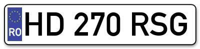 Placuta inmatriculare numar auto  HD-270-RSG, HD 270 RSG, HD270RSG