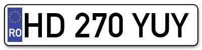 Placuta inmatriculare numar auto  HD-270-YUY, HD 270 YUY, HD270YUY