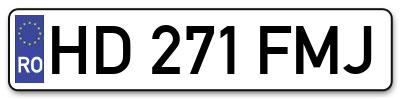 Placuta inmatriculare numar auto  HD-271-FMJ, HD 271 FMJ, HD271FMJ