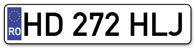 Placuta inmatriculare numar auto  HD-272-HLJ, HD 272 HLJ, HD272HLJ