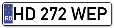 Placuta inmatriculare numar auto  HD-272-WEP, HD 272 WEP, HD272WEP