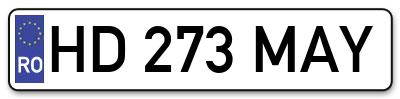 Placuta inmatriculare numar auto  HD-273-MAY, HD 273 MAY, HD273MAY