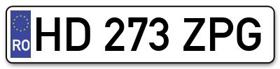 Placuta inmatriculare numar auto  HD-273-ZPG, HD 273 ZPG, HD273ZPG