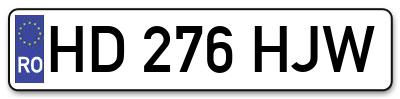 Placuta inmatriculare numar auto  HD-276-HJW, HD 276 HJW, HD276HJW