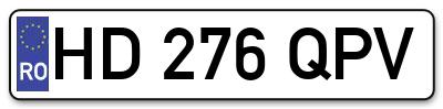 Placuta inmatriculare numar auto  HD-276-QPV, HD 276 QPV, HD276QPV