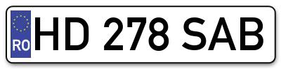 Placuta inmatriculare numar auto  HD-278-SAB, HD 278 SAB, HD278SAB